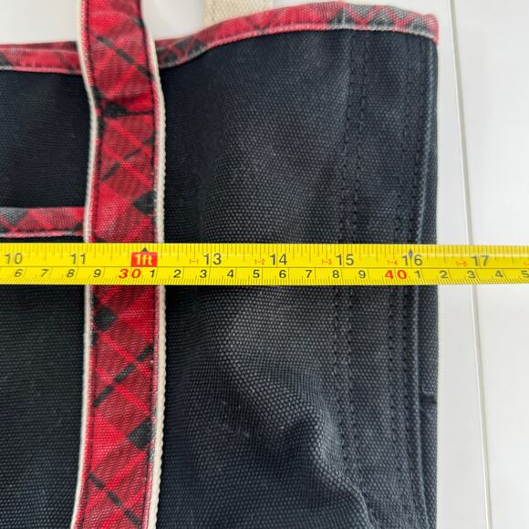 VTG Lands End CANVAS TOTE BAG Red Holiday Bird Floral  LARGE Pocket Zipper - Picture 7 of 9